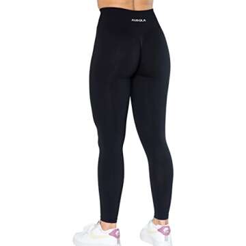 AUROLA Dream Collection Workout Leggings for Women High Waist Seamless Scrunch Athletic Running Gym Fitness Active Pants Dark Black S