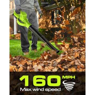 Cordless Leaf Blower, Electric Leaf Blower Cordless with 2 Batteries and Charger, 21V Battery Powered Leaf Blower Lightweight for Lawn Care, Patio, Blowing Leaves, Dust Snow and Blowing,Green