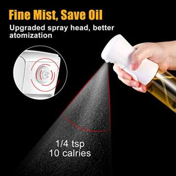 Olive Oil Sprayer for Cooking, 180ml Oil Spray Bottle Mister - Food Grade Oil Vinegar Spritzer Sprayer Dispenser Bottles Gadgets for Cooking, Kitchen, Air Fryer, Salad, Baking, Grilling, Frying (6 oz)