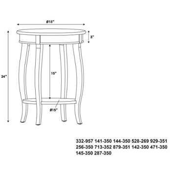 Powell Furniture Round Table with Shelf, Black