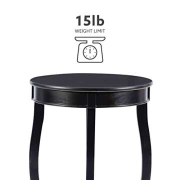 Powell Furniture Round Table with Shelf, Black