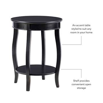 Powell Furniture Round Table with Shelf, Black