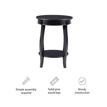 Powell Furniture Round Table with Shelf, Black