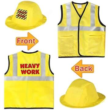 Latocos Construction Worker Costume for Boys Kids Dress Up Clothes for Play Toddler Builder Career Outfit Pretend Role Play Toys Halloween Birthday Gifts for 3 4 5 6 Year Old Childrens