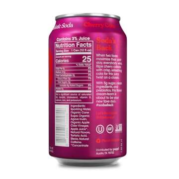 POPPI Sparkling Prebiotic Soda, Beverages w/Apple Cider Vinegar, Seltzer Water & Fruit Juice, Cherry Cola, 12oz (12 Pack) (Packaging may vary)