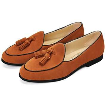 Journey West Suede Tassel Loafer for Women Slip-on Belgian Penny Loafers Shoes for Women