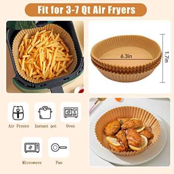 6.3-inch Non-Stick Air Fryer Disposable Cooking Paper