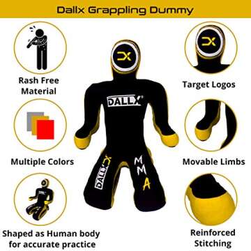 DALLX MMA Grappling Dummy for Wrestling Judo Karate BJJ JIU Jitsu Punching Dummies Mixed Martial Arts Police Training Self Defense – UNFILLED