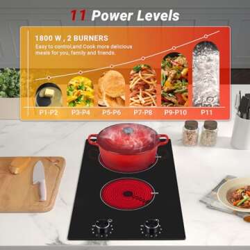 AMZCHEF 2 Burner Electric Cooktop - 1800W Performance