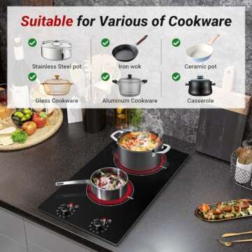 AMZCHEF 2 Burner Electric Cooktop - 1800W Performance