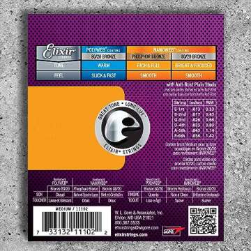 Elixir 80/20 Bronze Acoustic Guitar Strings with NANOWEB Coating