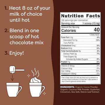 FlavCity Keto Hot Chocolate Powder, Original – Dairy-Free & Sugar-Free Organic Cocoa Powder Drink Mix – High-Fiber, Low-Carb & Gluten-Free Prebiotic - Vegan & Non-GMO (9.4 Oz)