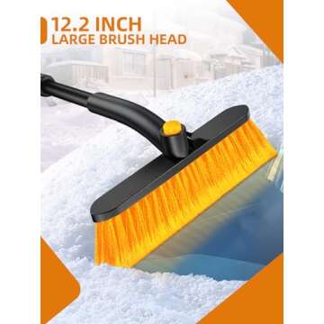 Jkapy 44 Inch Ice Scraper Snow Brush and Ice Scraper for Car Windshield,Extendable Snow Scraper and Brush with Comfortable Foam Grip for Truck Vehicle Automobile Snow Removal