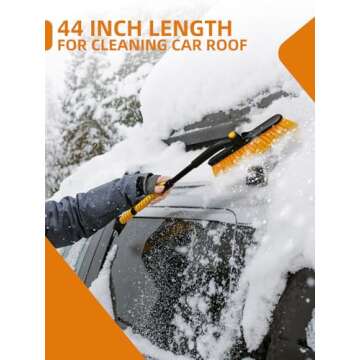 Jkapy 44 Inch Ice Scraper Snow Brush and Ice Scraper for Car Windshield,Extendable Snow Scraper and Brush with Comfortable Foam Grip for Truck Vehicle Automobile Snow Removal