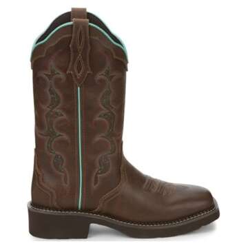 Justin Women's Raya 12" Western Boot, Brown - 9.5B