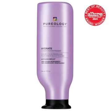 Pureology Hydrate Moisturizing Conditioner | Softens and Deeply Hydrates Dry Hair | For Medium to Thick Color Treated or Natural Hair | Sulfate Free Conditioner | Vegan