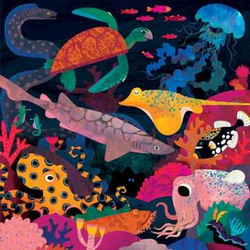 Mudpuppy Ocean Illuminated 500 Piece Glow in the Dark Jigsaw Puzzle for Kids and Families, Family Puzzle with Glow in the Dark Ocean Theme