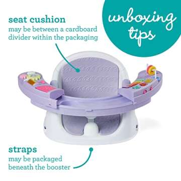 Infantino Music & Lights 3-in-1 Discovery Seat and Booster - Convertible Infant Activity and Feeding Seat with Electronic Piano for Sensory Exploration, for Babies and Toddlers, Lavender