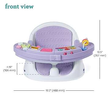 Infantino Music & Lights 3-in-1 Discovery Seat and Booster - Convertible Infant Activity and Feeding Seat with Electronic Piano for Sensory Exploration, for Babies and Toddlers, Lavender