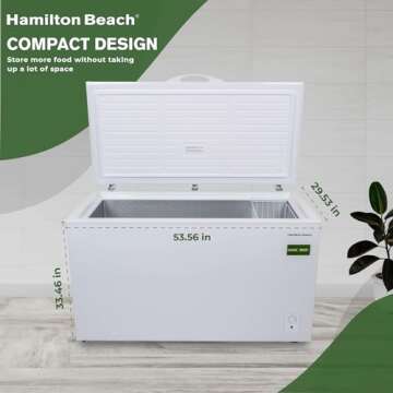 14 cu ft Chest Freezer - White, Large Storage for Families, Space-Saving Flat Back, Front Drain, Garage Ready - By Hamilton Beach