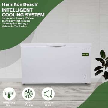 14 cu ft Chest Freezer - White, Large Storage for Families, Space-Saving Flat Back, Front Drain, Garage Ready - By Hamilton Beach