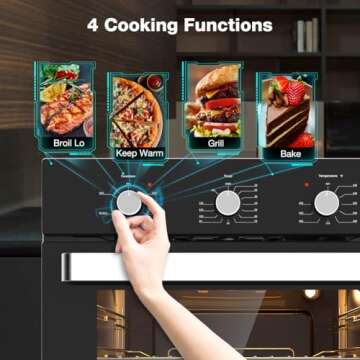 24 Inch Single Wall Oven, ETL Certified, thermomate 2.79 Cu. Ft. Built-in Electric Wall Oven with 5 Cooking Functions, Built-in Ovens with Mechanical Knobs Control, Black Tempered Glass Finish