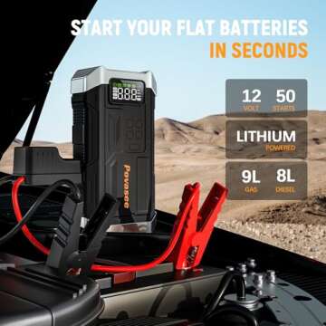 [2025NEW Model] 3000A Jump Starter with Air Compressor,Battery Jumper Starter Portable with 150PSI Tire Inflator,12V Jump Box with LCD Display,Flashlight,Storage Case (Up 9L Gas/8L Diesel Engine