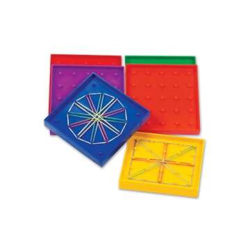 Learning Resources 5-Inch Double-Sided Assorted Geoboard Shapes - 6 Pieces, Ages 5+ Kindergarten Learning Toys, Math Manipulatives for Kids,Back to School Supplies, Teacher Supplies