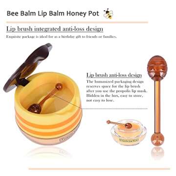 2PCS Bee Lip Balm Honey Pot,Strawberry & Honey Moisturizing Propolis Lip Mask,Hydrating Prevention Dry and Cracked Lip Scrubs Exfoliator,Lip Sleep Mask Reduces Lip Lines Lip Skin Care Products