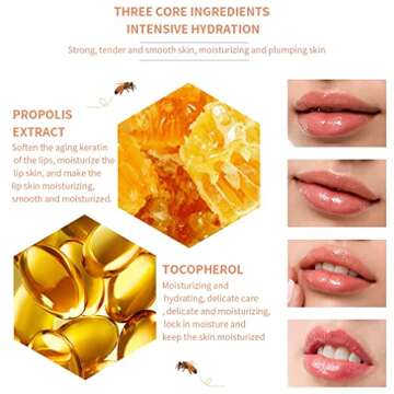 2PCS Bee Lip Balm Honey Pot,Strawberry & Honey Moisturizing Propolis Lip Mask,Hydrating Prevention Dry and Cracked Lip Scrubs Exfoliator,Lip Sleep Mask Reduces Lip Lines Lip Skin Care Products