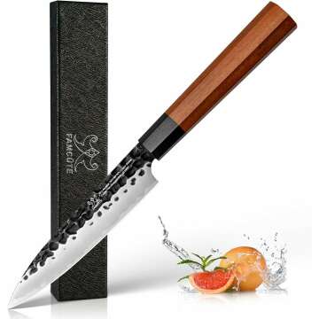 5 inch Utility knife, 3 Layer 9CR18MOV Clad Steel w/octagon Handle Fruit Knife for Carving & Paring