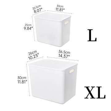 Yishyfier Plastic Storage Baskets Bins Boxes With Lids,Organizing Container White Storage Organizer Bins For Shelves Drawers Desktop Playroom Classroom Office,6-Pack(4XL+2L)