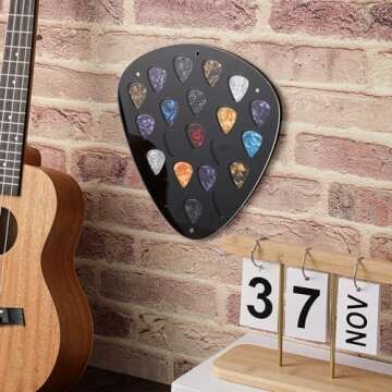 Teenyyou 21 Slots Guitar Pick Holder Wall Mountable Guitar Pick Display Case Guitar Pick Holder Guitar Pick Case Gifts for Men, Guitar Players, and Musicians