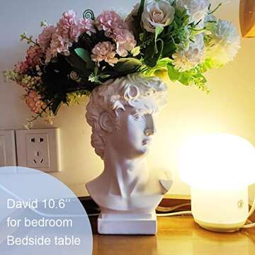 BOYOWO 10.6'' David Statue Greek Bust Face Vase Head Roman Flower vases Unique vase Eclectic Decor 70s Decor Quirky Home Decor japandi Organic Modern Home Decor White