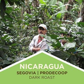 Tiny Footprint Coffee - Fair Trade Organic Nicaragua Segovia Dark Roast |Whole Bean Coffee | USDA Organic | Fair Trade Certified | Carbon Negative | 16 Ounce