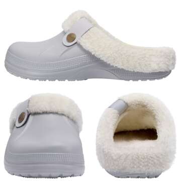 Beslip Classic Fur Lined Clogs Waterproof Winter Fuzzy Slippers for Women Men Indoor and Outdoor Indoor and Outdoor, Atmosphere Women Szie 6-7