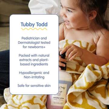 TUBBY TODD Baby Arrival Bath & Skincare Set - The Newborn Gift Set - Baby Shampoo & Body Wash, Lotion 8oz, All Over Ointment, Diaper Paste 4oz, Baby Massage Oil 2oz, Baby Deo 4.2oz - Lavender Rosemary