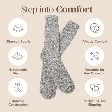 Unboxme Gifts Mens Warm Sock - Warm & Cozy Fuzzy Sleep Socks, 1 Pair Heather Charcoal