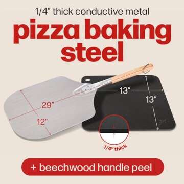 Pizza Steel PRO by Hans Grill | XL (1/4" Thick) Square Conductive Metal Baking Sheet for Cooking Pizzas in Oven and BBQ | Bake and Grill Bread and Calzone