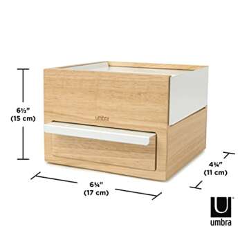 Umbra Mini Stowit Jewelry Box - Modern Keepsake Storage Organizer with Hidden Compartment Drawers