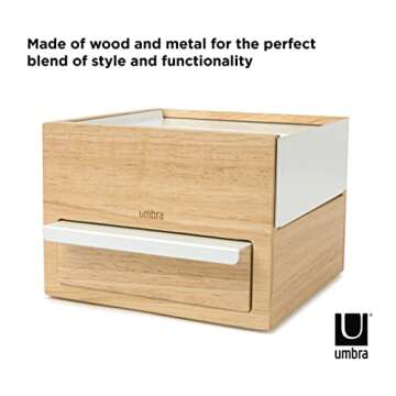 Umbra Mini Stowit Jewelry Box - Modern Keepsake Storage Organizer with Hidden Compartment Drawers