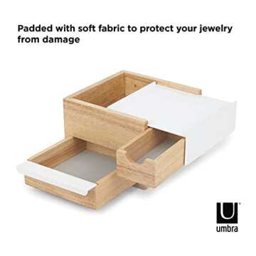 Umbra Mini Stowit Jewelry Box - Modern Keepsake Storage Organizer with Hidden Compartment Drawers