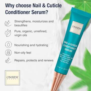 Onsen Nail & Cuticle Cream Treatment w/Japanese Tsubaki, Jojoba & Lavender Oil, Shea Butter – Strengthens Nails, Softens Cuticles - Daily Repair Care (1 Count/15 ml)