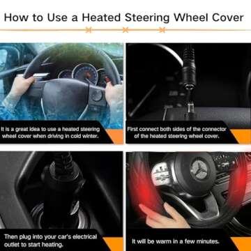 WARMITORY Heated Steering Wheel Cover - 12V Quick Heat