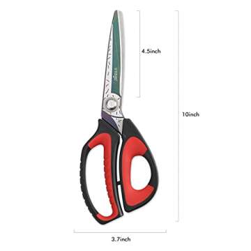 LIVINGO 10" Multipurpose Heavy Duty Scissors, Premium Titanium Coating Forged Stainless Steel Tool Industrial Shears for Household Pruning, Gardening, Fabric