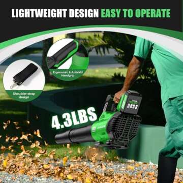 FAJOMRI Leaf Blower Cordless - 580CFM/160MPH Electric Leaf Blower with 2 X 4.0Ah Battery and Charger, 3 Speed Modes, Blowers for Lawn Care, Yard, Garage Cleaning