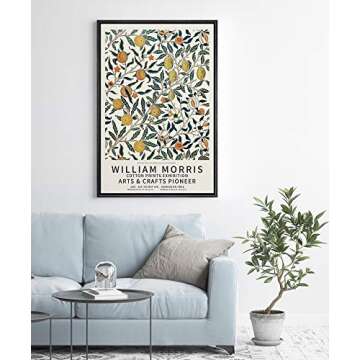 IDEA4WALL Framed Canvas Print Wall Art Cotton Prints Exhibition Poster Master Artist William Morris Nature Wilderness Oil Painting Impressionism for Living Room, Bedroom, Office - 16"x24" Black