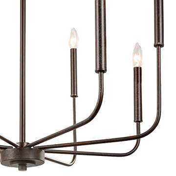 LALUZ Chandelier, Dining Room Lighting Fixtures Hanging, Chandelier Light Fixture with Dark Brown Speckled Finish, 26” Dia, Dimmable