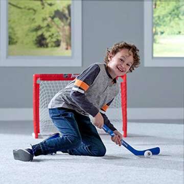 Franklin Sports NHL s Mini Hockey Set - Includes 1 Knee Hockey Goal - 2 Mini Hockey Sticks + 2 Foam Balls - Indoor Mini Hockey Goal + Sticks Set