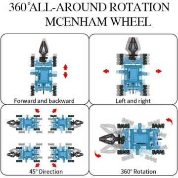 Robot Arm Building Toys, Remote Control Robotic Arm with 360° Flexible Gripper and Wheels, STEM Educational Birthday Gifts Ideas for Kids Adults, 103Pcs Robot Arm Kit (with Gift)